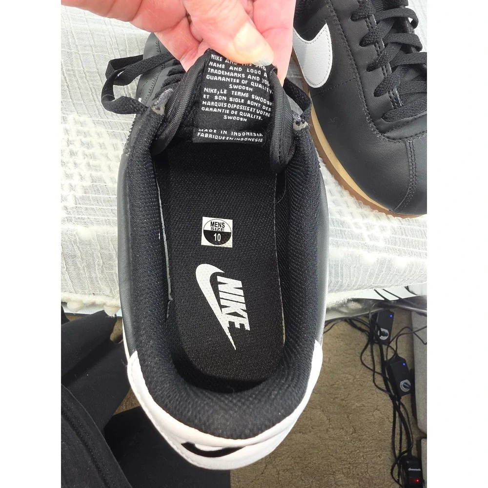 Nike Cortez Mens Black White Gum Light Brown Sneakers DM4044-002 Size 10